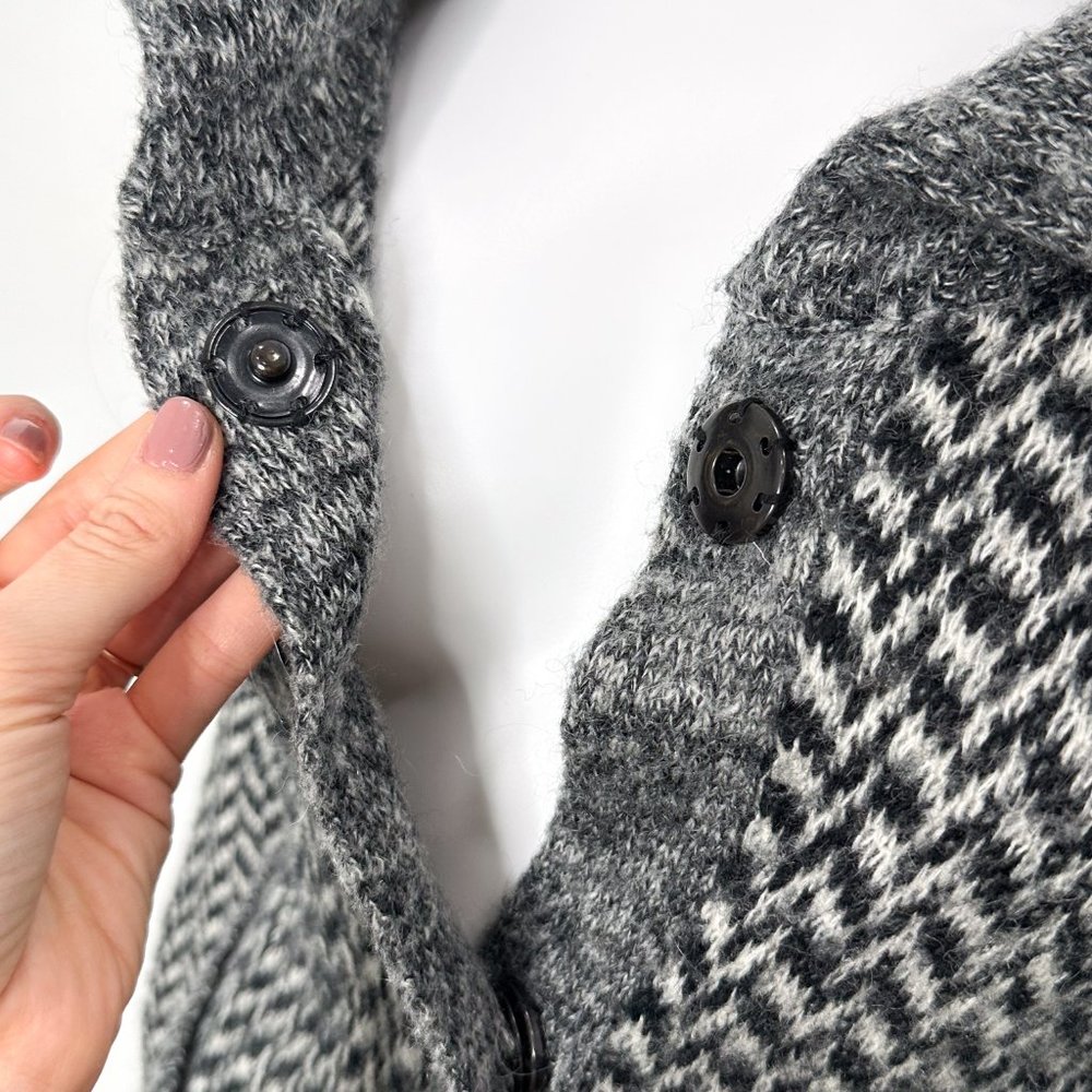 Joe’s Jeans Mohair Blend Herringbone Knit Snap Button Front Cardigan Sweater - Picture 4 of 17